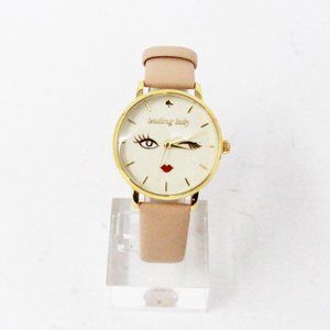 KATE SPADE #37352 Pink Leather Women’s Metro Winking Eye Three Hand Watch